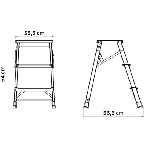 Escada banqueta de alum�nio 2 degraus + patamar - 40000/001