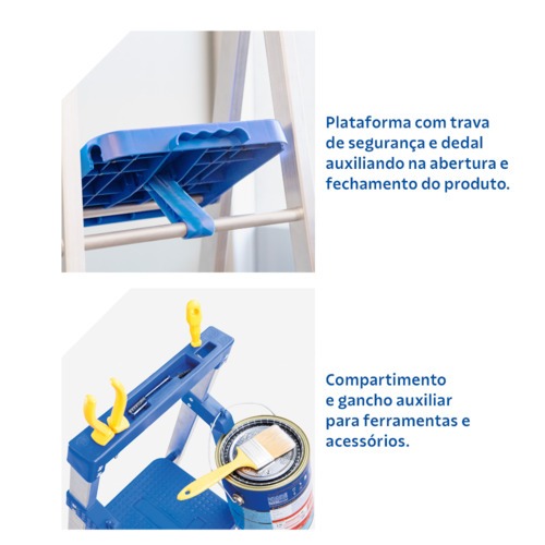 Escada de alum�nio 5 degraus residencial - 40000/005