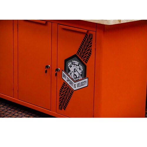 Bancada fechada com 4 portas tampo de madeira - ROUTE 66