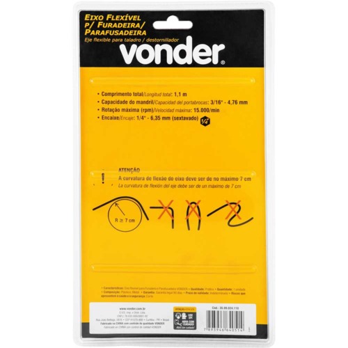 Eixo flex�vel para furadeira e parafusadeira 1,1 m