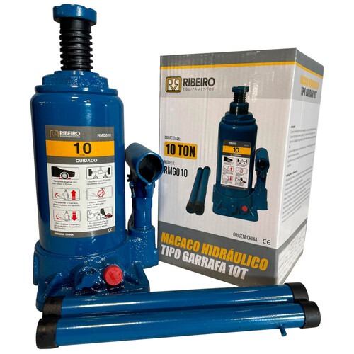 Macaco hidr�ulico tipo garrafa 10 toneladas azul - RMGI010