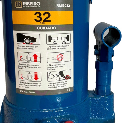 Macaco hidr�ulico tipo garrafa 32 toneladas azul - RMGI032