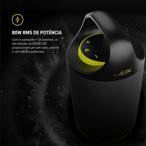 Caixa de som port�til 80W RMS Bluetooth com LED by Alock - BOOM 200  110V/220V