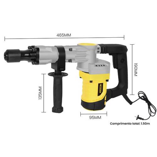 Martelete Rompedor 1800W encaixe sextavado 17 mm com acessórios - BOM-9634 220V Martelete Rompedor 1800W encaixe sextavado 17 mm com acessórios - BOM-9634 220V