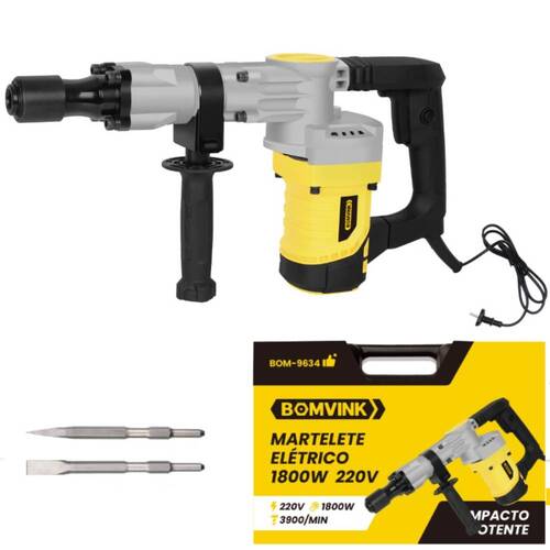 Martelete Rompedor 1800W encaixe sextavado 17 mm com acessórios - BOM-9634 220V Martelete Rompedor 1800W encaixe sextavado 17 mm com acessórios - BOM-9634 220V
