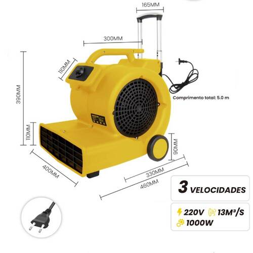 Ventilador e secador de pisos 1000W com tr�s n�veis de velocidade - BOM-9506   220V