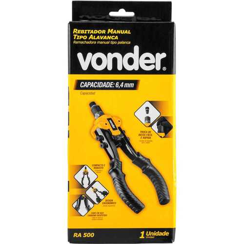 Rebitador manual tipo alavanca para rebites de até 6,4 mm - RA 500 Rebitador manual tipo alavanca para rebites de até 6,4 mm - RA 500