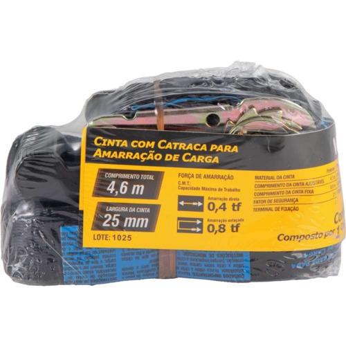 Jogo Cinta com catraca para amarra��o de carga  0,8/0,4TF 25 mm x 4,6  m