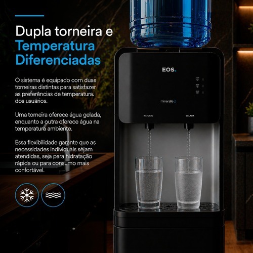 Bebedouro de coluna compressor para garraf�o 10/20L preto Mineralle - EBC031PC  110V
