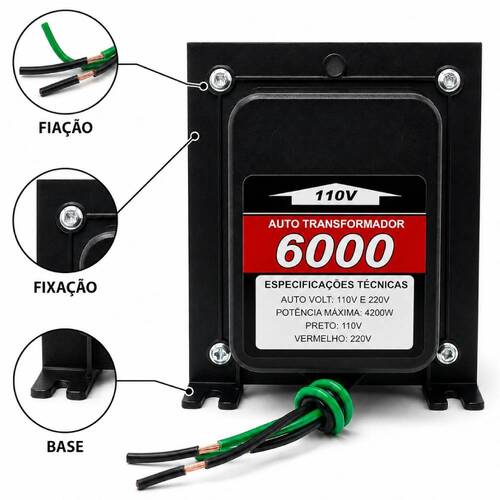 Autotransformador de voltagem para pot�ncia at� 4600W - 6000VAT  110V/220V