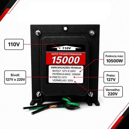 Autotransformador de voltagem para pot�ncia at� 10500W - 15000VAT  110V/220V
