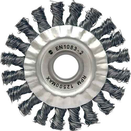 Escova de aço inox circular torcida 114,3 x 12,7 mm com furo Escova de aço inox circular torcida 114,3 x 12,7 mm com furo