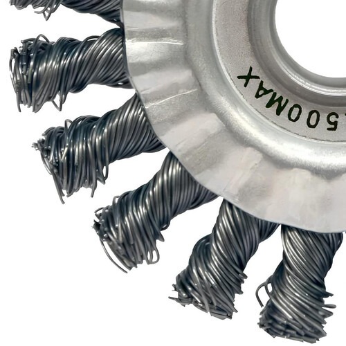 Escova de aço inox circular torcida 114,3 x 12,7 mm com furo Escova de aço inox circular torcida 114,3 x 12,7 mm com furo