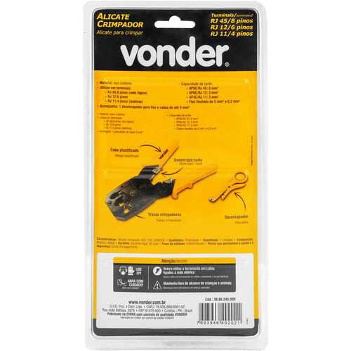 Alicate crimpador com desencapador de fios - ACV 245