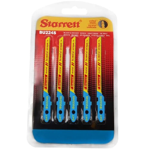 Lâmina serra tico tico cortes curvos 50 mm 24 dentes bimetal para metal 5 peças - BU224S Lâmina serra tico tico cortes curvos 50 mm 24 dentes bimetal para metal 5 peças - BU224S