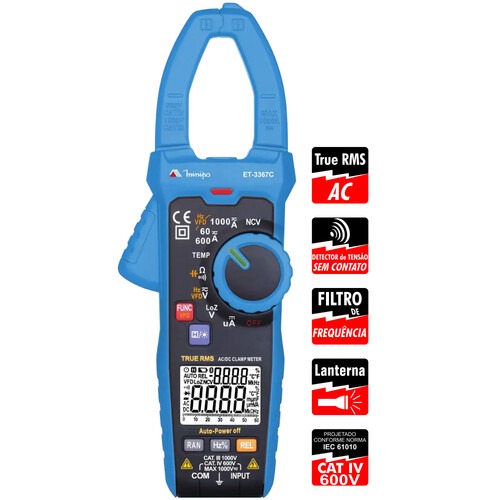 Alicate amper�metro digital 1000 amperes - ET-3367C