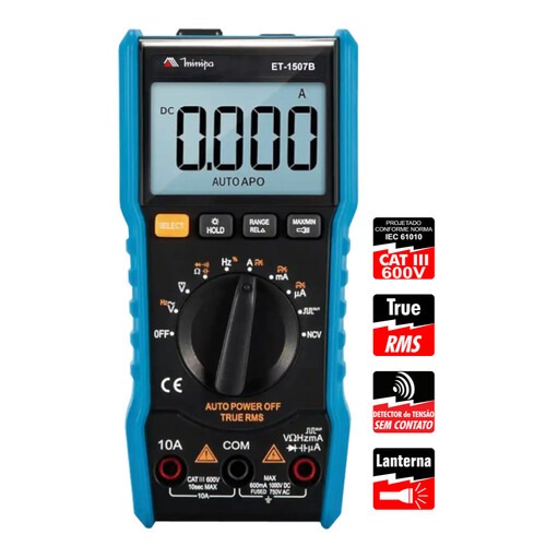 Mult�metro digital port�til 600 volts CAT III - ET-1507B