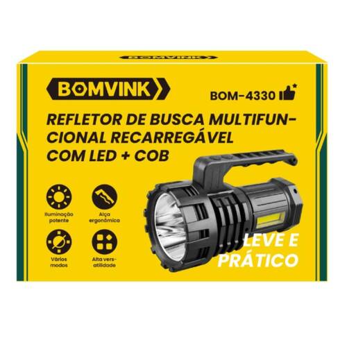 Refletor de busca recarreg�vel com LED COB multifuncional - BOM-4330 
