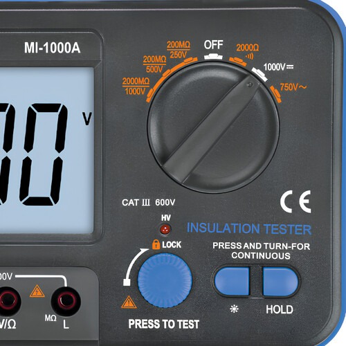 Meg�metro digital para medi��o de resist�ncia 2000 ohms - MI-1000A