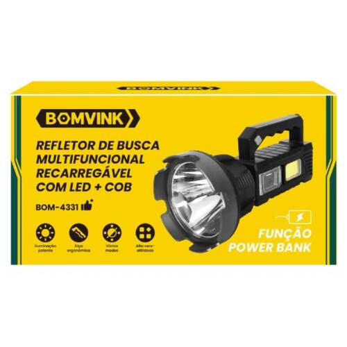 Refletor de busca multifuncional recarregável com LED COB power bank - BOM-4331 Refletor de busca multifuncional recarregável com LED COB power bank - BOM-4331