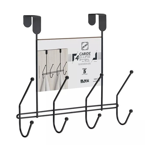 Cabide Eclipse de porta com 4 ganchos Black - 2560