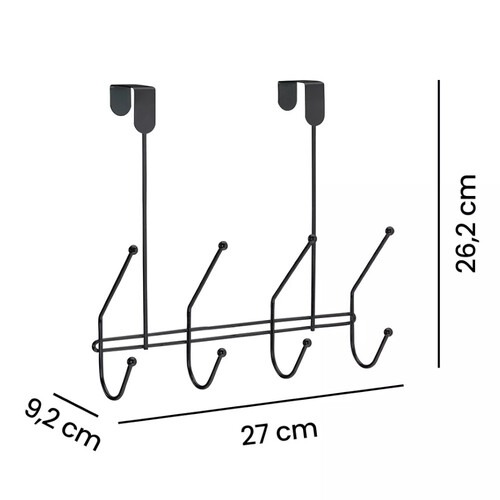 Cabide Eclipse de porta com 4 ganchos Black - 2560