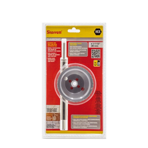 Serra copo diamantada 90 mm com haste de 6 Serra copo diamantada 90 mm com haste de 6
