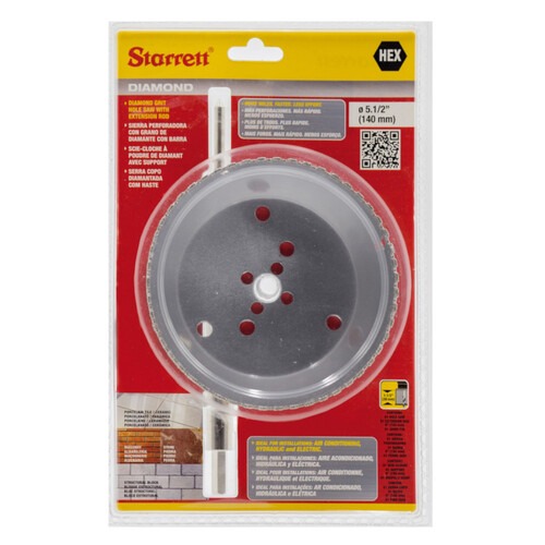 Serra copo diamantada 140 mm com haste de 6 Serra copo diamantada 140 mm com haste de 6