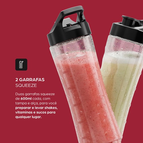 Liquidificador portátil 300W com 2 copos squeeze - WBG600 110V Liquidificador portátil 300W com 2 copos squeeze - WBG600 110V