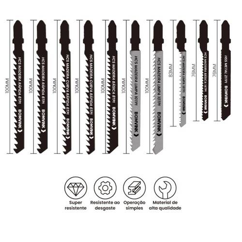L�mina serra tico-tico 6/21 mm para madeira e metal 5 pe�as - BOM-5156 