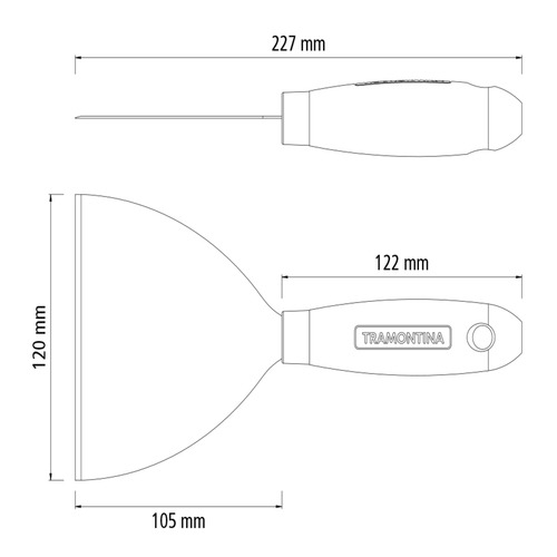 Esp�tula r�gida 12 cm em a�o com cabo de madeira - 77394125