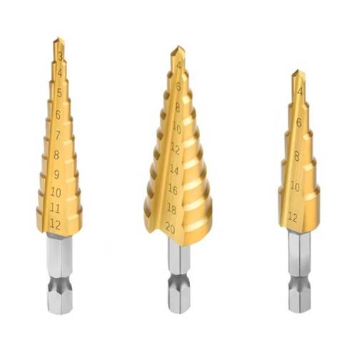 Jogo de brocas escalonadas 3 a 20 mm 3 peças - BOM-5020 Jogo de brocas escalonadas 3 a 20 mm 3 peças - BOM-5020