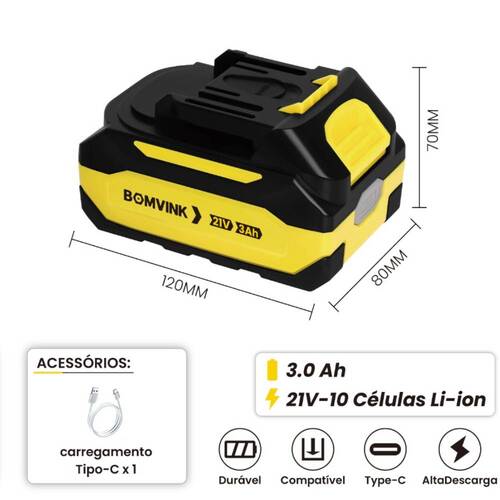 Bateria 21V 3Ah �ons de l�tio - BOM-5596