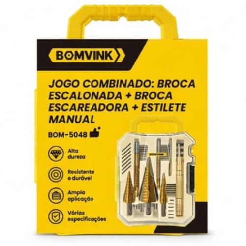 Jogo de brocas escalonadas 4 a 32 mm 7 pe�as - BOM-5048