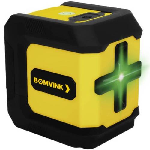 N�vel a laser verde a bateria 2 linhas alcance de 15 m com suporte - BOM-6215