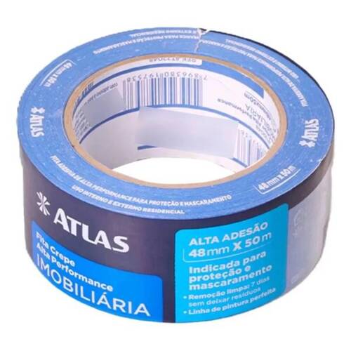 Fita crepe adesiva azul 48 mm x 50 metros - AT22048