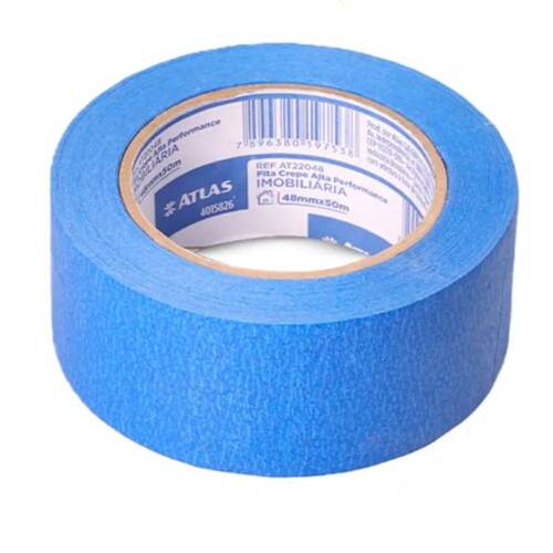 Fita crepe adesiva azul 48 mm x 50 metros - AT22048