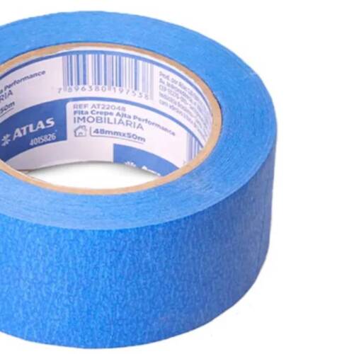 Fita crepe adesiva azul 48 mm x 50 metros - AT22048