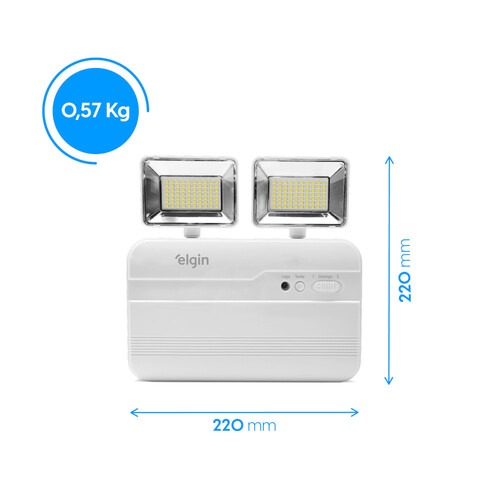 Lumin�ria de emerg�ncia LED 2.200 l�mens com 2 far�is - 48LEM2KL220  110V/220V
