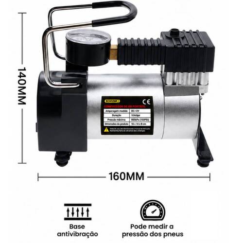 Compressor de ar port�til 12V 40 libras - BOM-8902