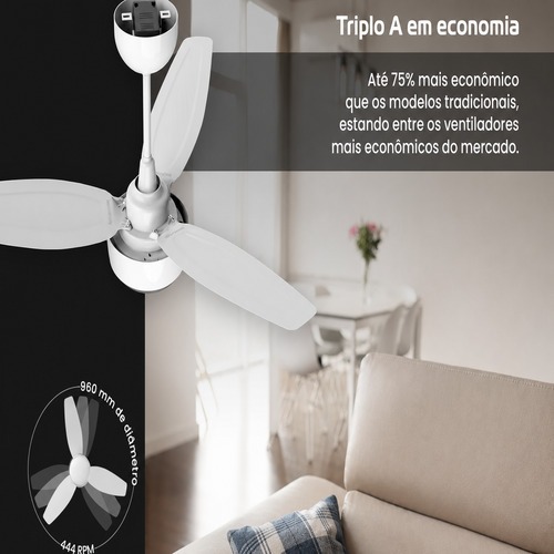 Ventilador de teto 3 p�s Inverter com controle bivolt - Ciclo Inverter  110V/220V