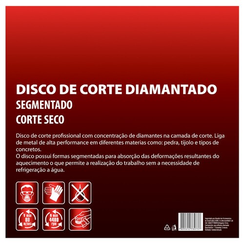 Disco diamantado segmentado 350 mm para concreto - 731659