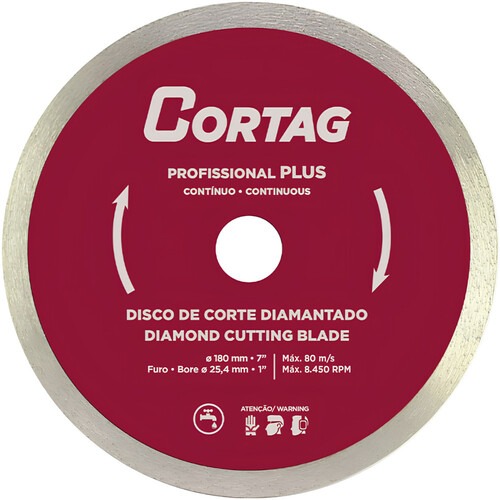 Disco diamantado cont�nuo 180 mm para cer�mica - Profissional Plus