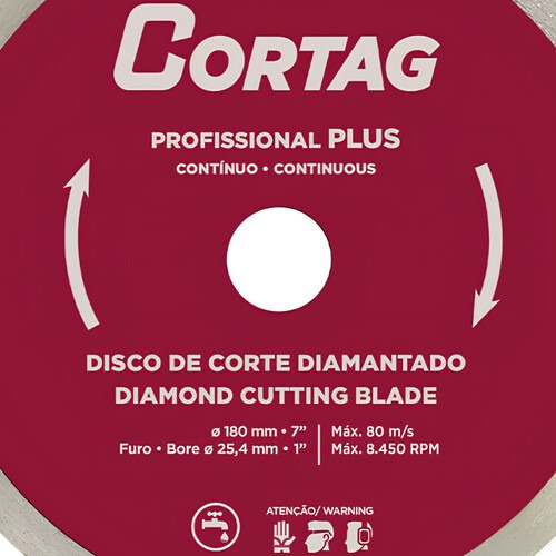 Disco diamantado cont�nuo 180 mm para cer�mica - Profissional Plus