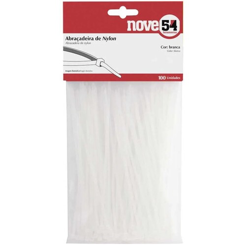 Abra�adeira de nylon branca 3,6 x 140 mm com 100 pe�as 