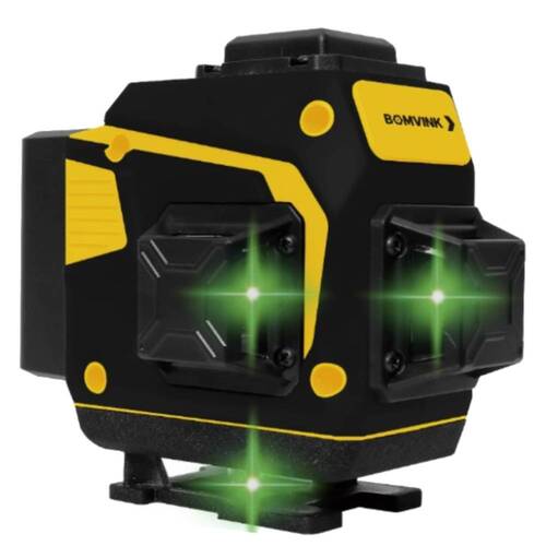 N�vel a laser verde a bateria 12 linhas alcance 25 m com kit de acess�rios - BOM-6212