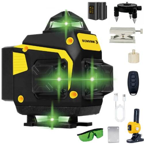 N�vel a laser verde a bateria 16 linhas 25 m com kit de acess�rios - BOM-6213