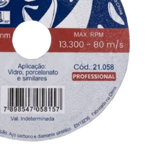 Disco diamantado para porcelanato e vidro 115 mm - 21.058