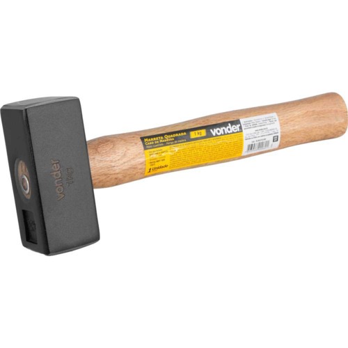Marreta quadrada 1 kg com cabo em madeira Marreta quadrada 1 kg com cabo em madeira