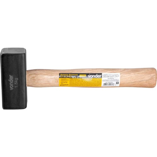 Marreta quadrada 1,5 kg com cabo em madeira